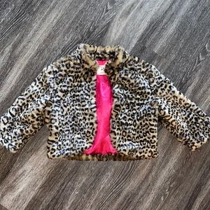 Leopard Faux Fur, silk lined 3/4 sleeve jacket